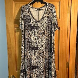 Patterned Short Sleeve Women's Dress